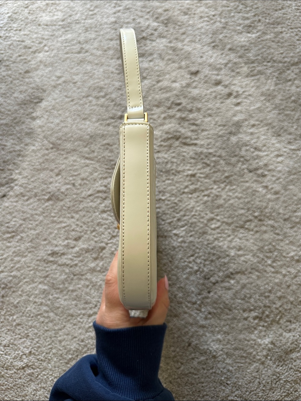 By Far Classic Cream Shoulder Bag with Gold Buckle - Picture 5 of 7